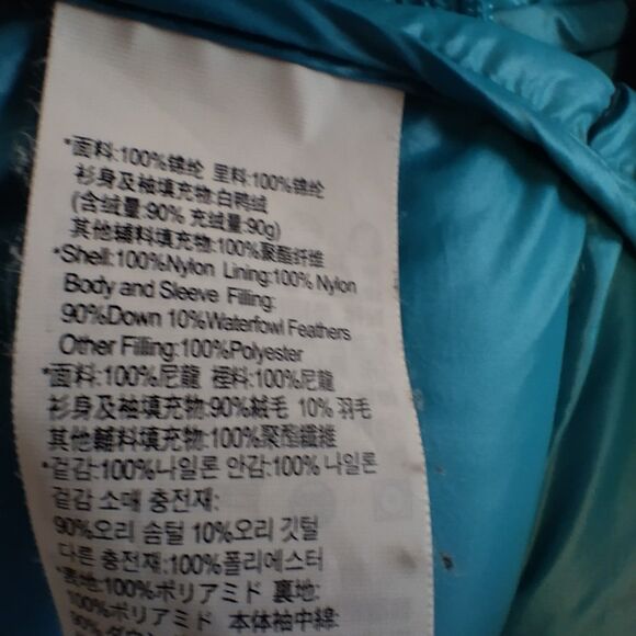 Giordano Black Down Puffer Jacket Teal Trim Women's M - Picture 3 of 5